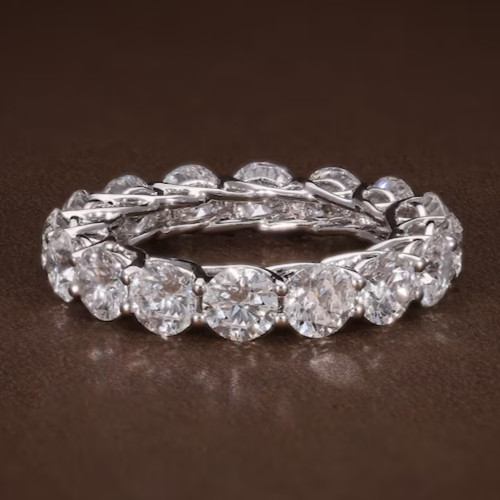 14K White Gold Lab-Grown Round-Cut Diamond Full Eternity Band Ring For Mother