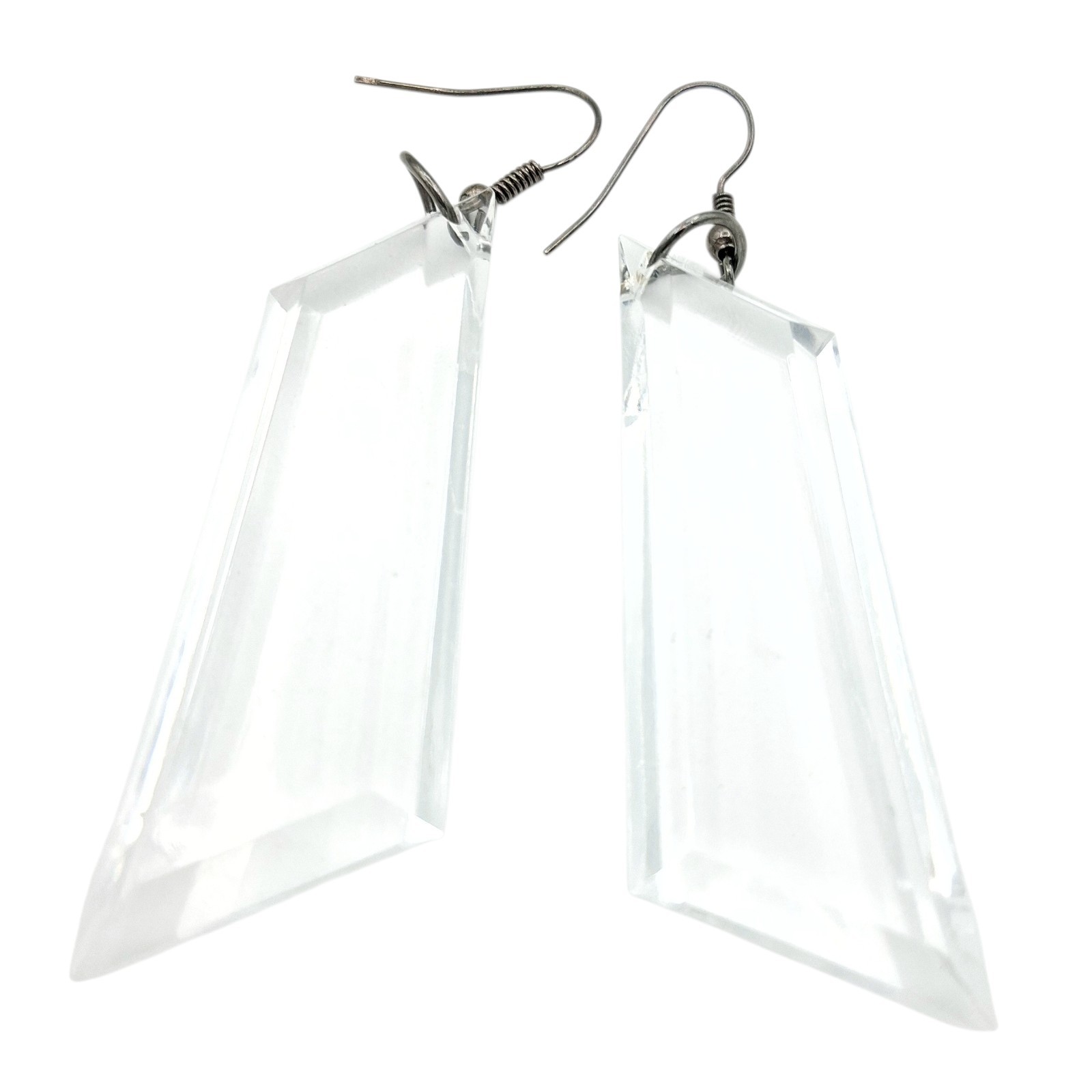 Clear Acrylic Minimalist Geometric Dangle Earrings 3″ Modern Statement