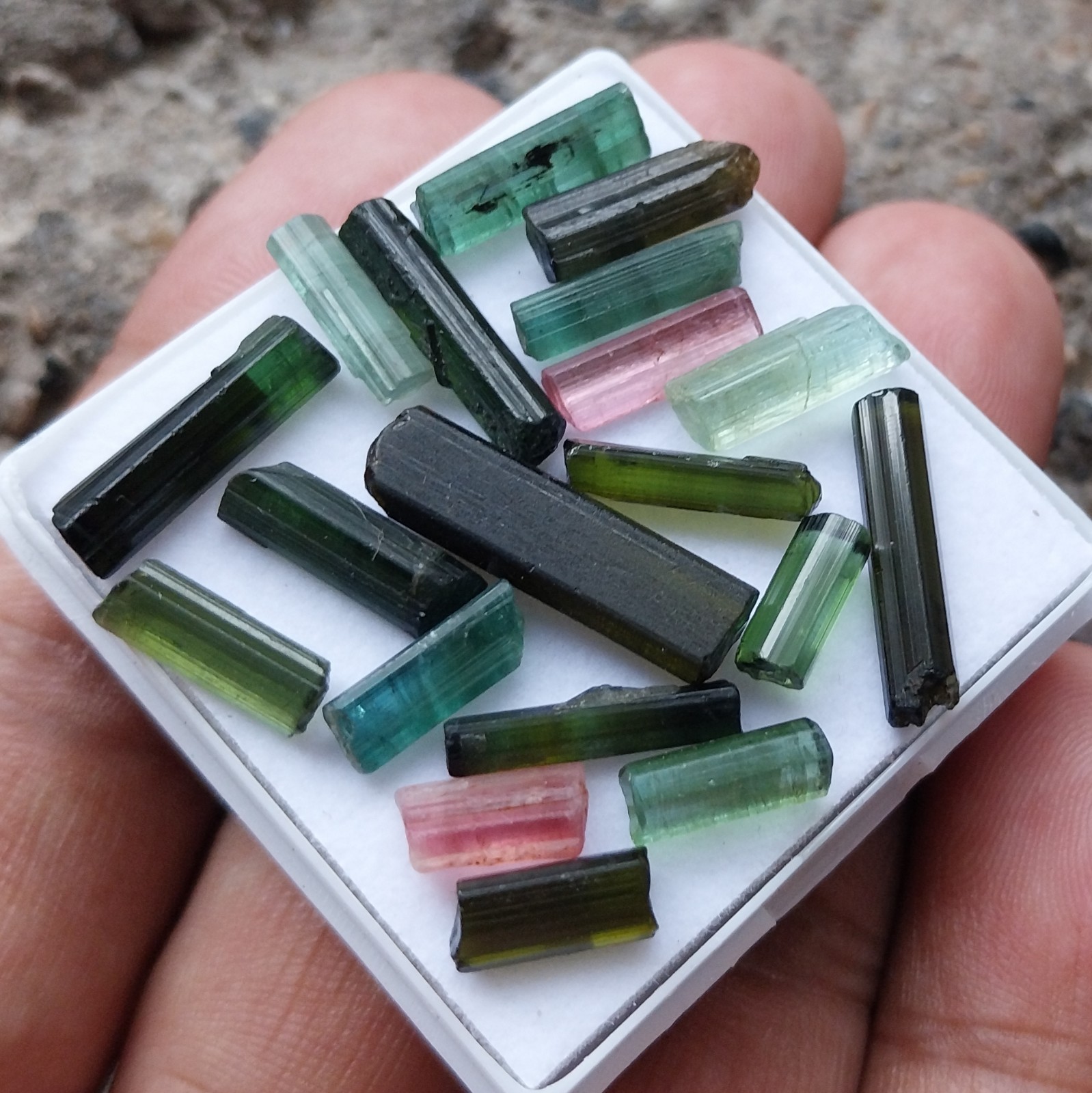 35 Carat Natural Multi Color Tourmaline Raw Rough Tube/Pencil 19 Piece Lot