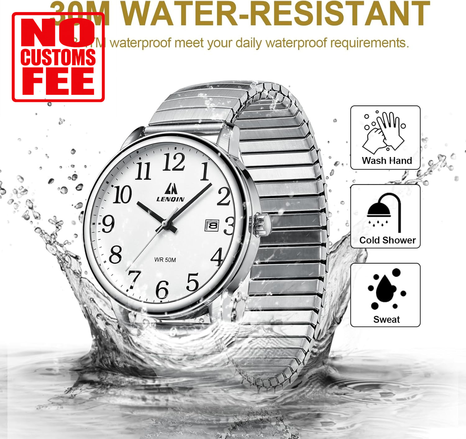 Mens Watches Stainless Steel Analog Quartz Watch for Men Easy Reader 38 Mm Fashi