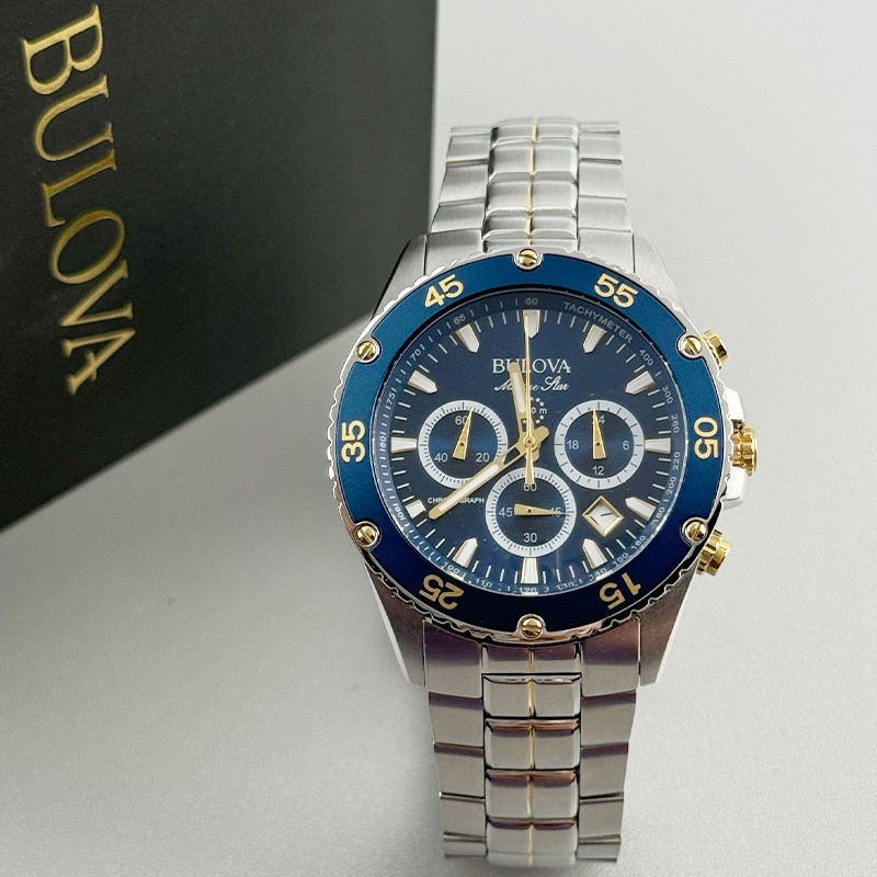 Bulova Marine Star 98B400 Chronograph Men’s Quartz Watch 41.5mm Blue Dial