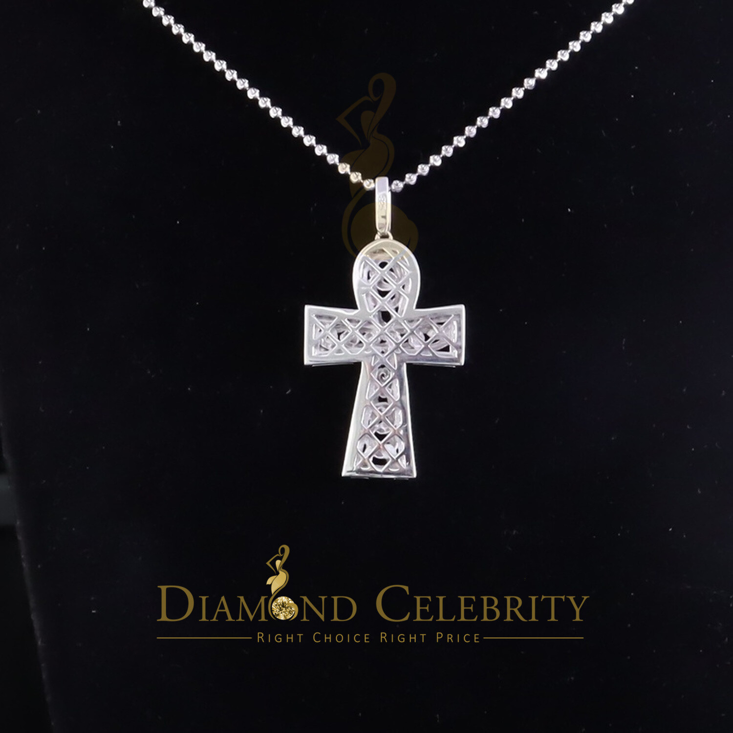 925 Sterling White Silver Cross Shape Fashion Pendant with 0.00ct Cubic Zirconia