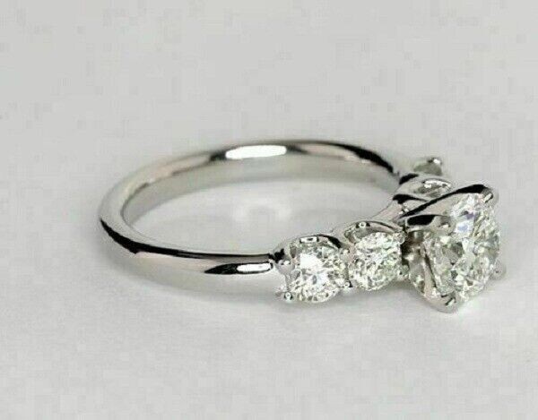 2.30Ct Lab Created Diamond Five-Stone Engagement Ring 14K White Gold Finish