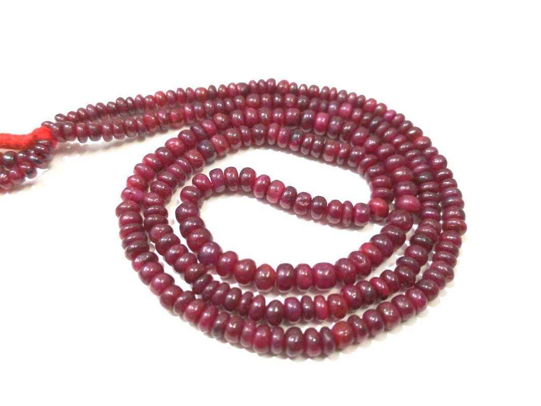 Natural Red Ruby Rondelle Smooth Gemstone Beads 3.5-5.5mm 18″Inch, 1 Necklace AG