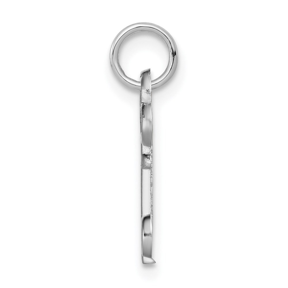 Real 14K White Gold Key Letter O Initial Charm Pendant; 0.38 g; Length: 15.53 mm