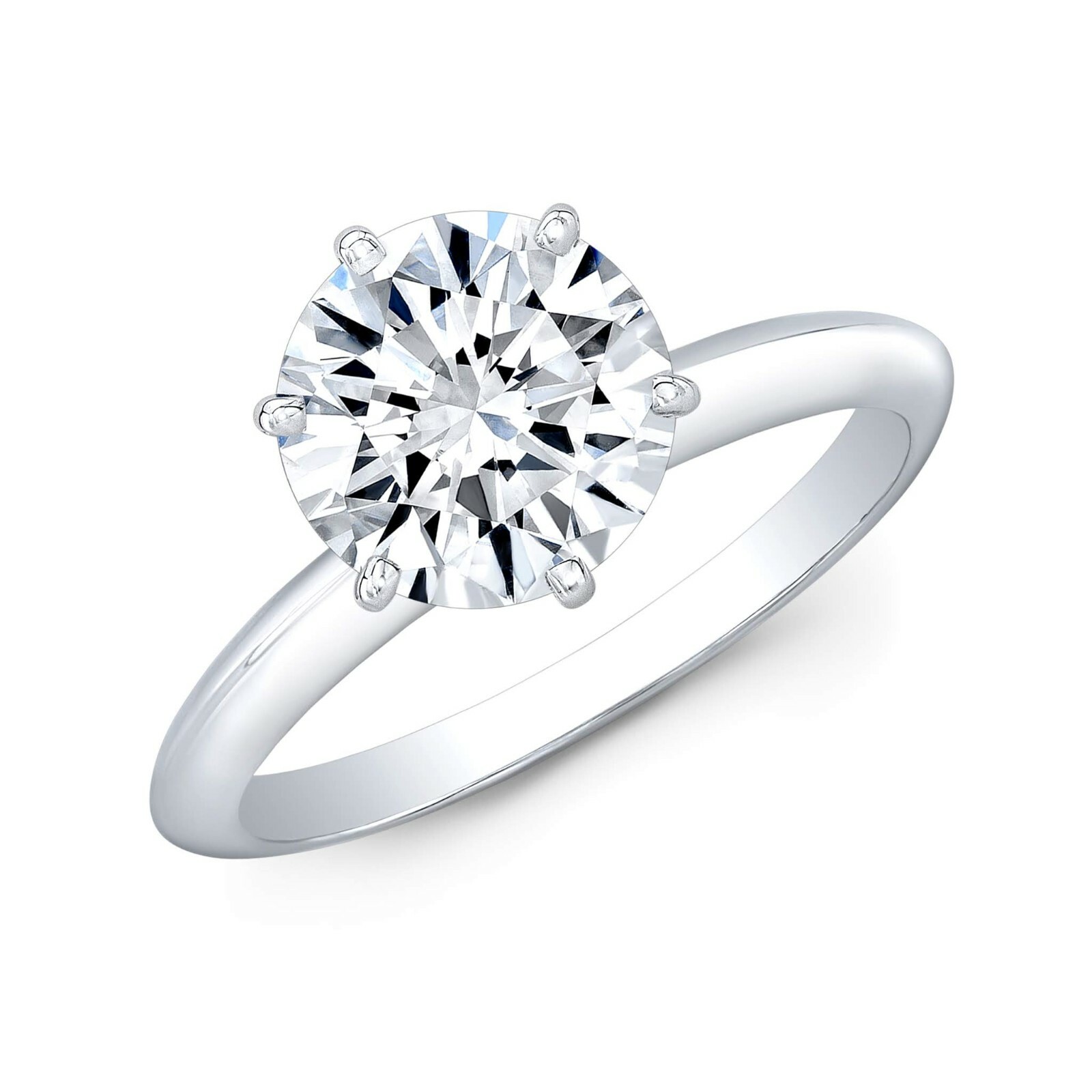 2.00 Ct Round Cut Diamond Knife Edge 6-Prong Engagement Ring H,VS1 GIA Platinum