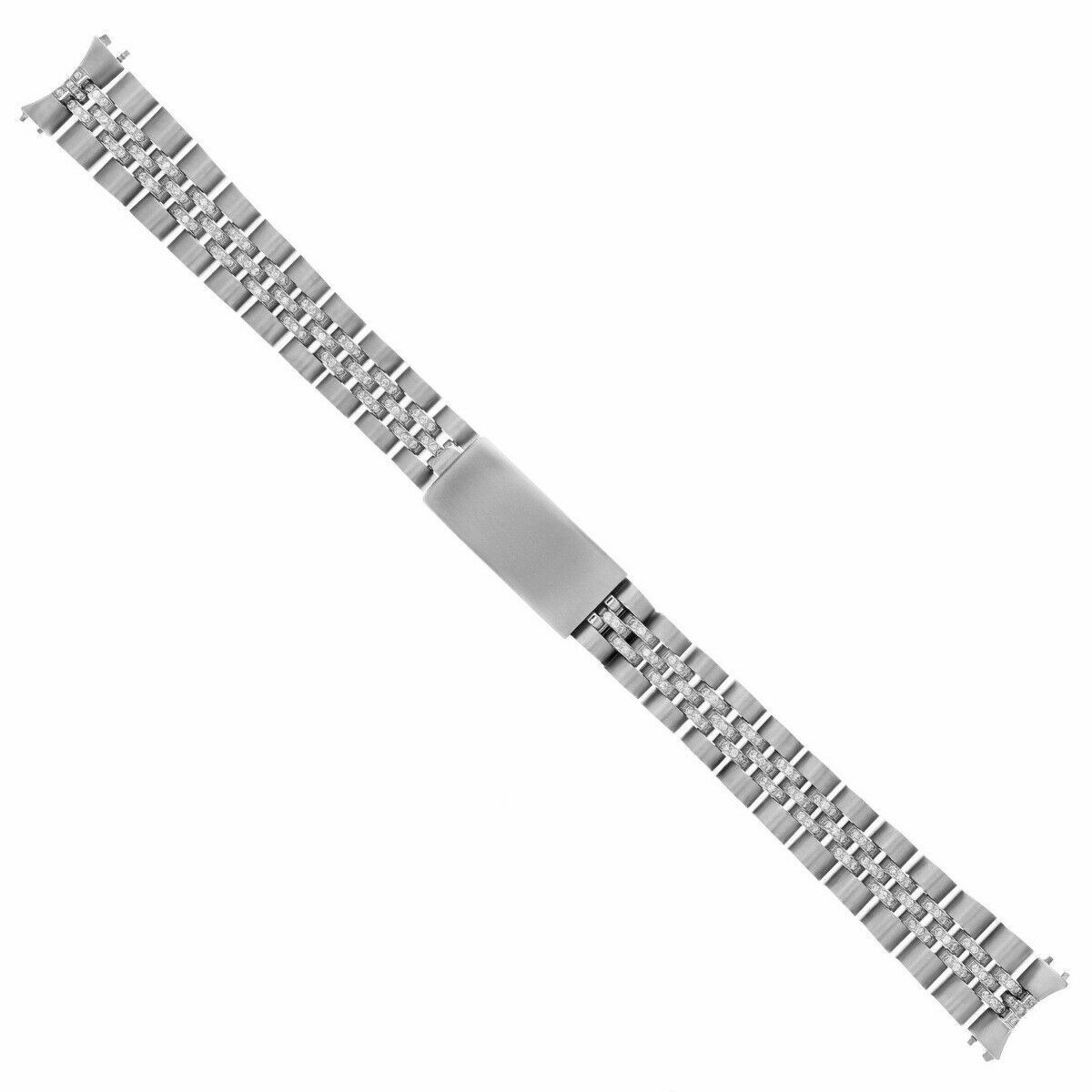 13MM NATURAL DIAMOND CENTER JUBILEE STEEL WATCH BAND FOR ROLEX 26MM 1.60CT