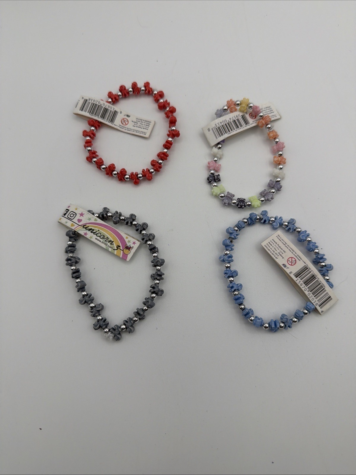 TRRTLZ Lot 50 Beaded Stretch Bracelets Mixed Characters Smiley Animals