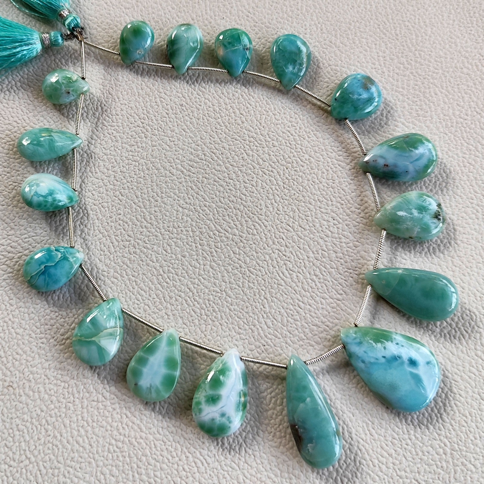 Larimar Gems Pear Shape 14×10 to 26x18mm Big Size Beads 10.5″ Strand