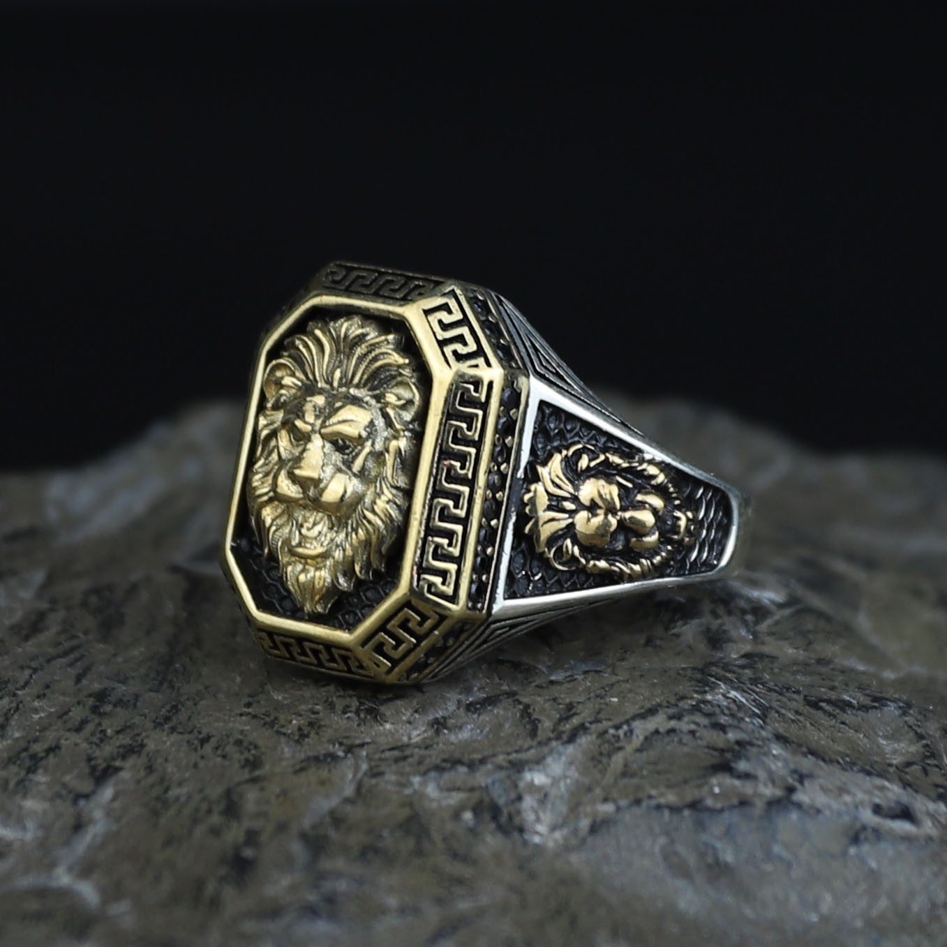 925 Sterling Silver Leo Zodiac Lion Head Ring Men’s Signet Ring