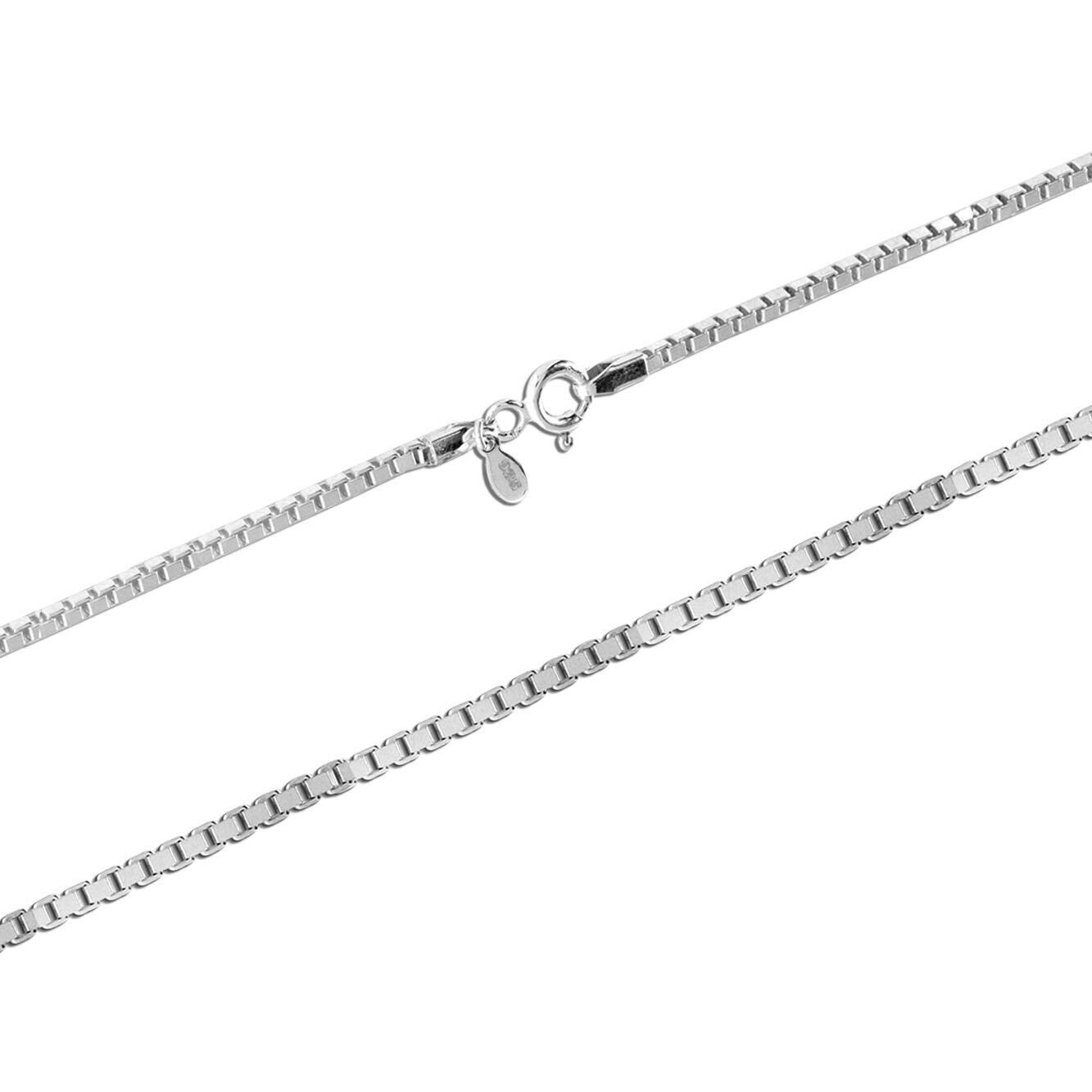 Real 925 Sterling Silver 0.08mm Box Chain Necklace 24 Inches For Men & Women