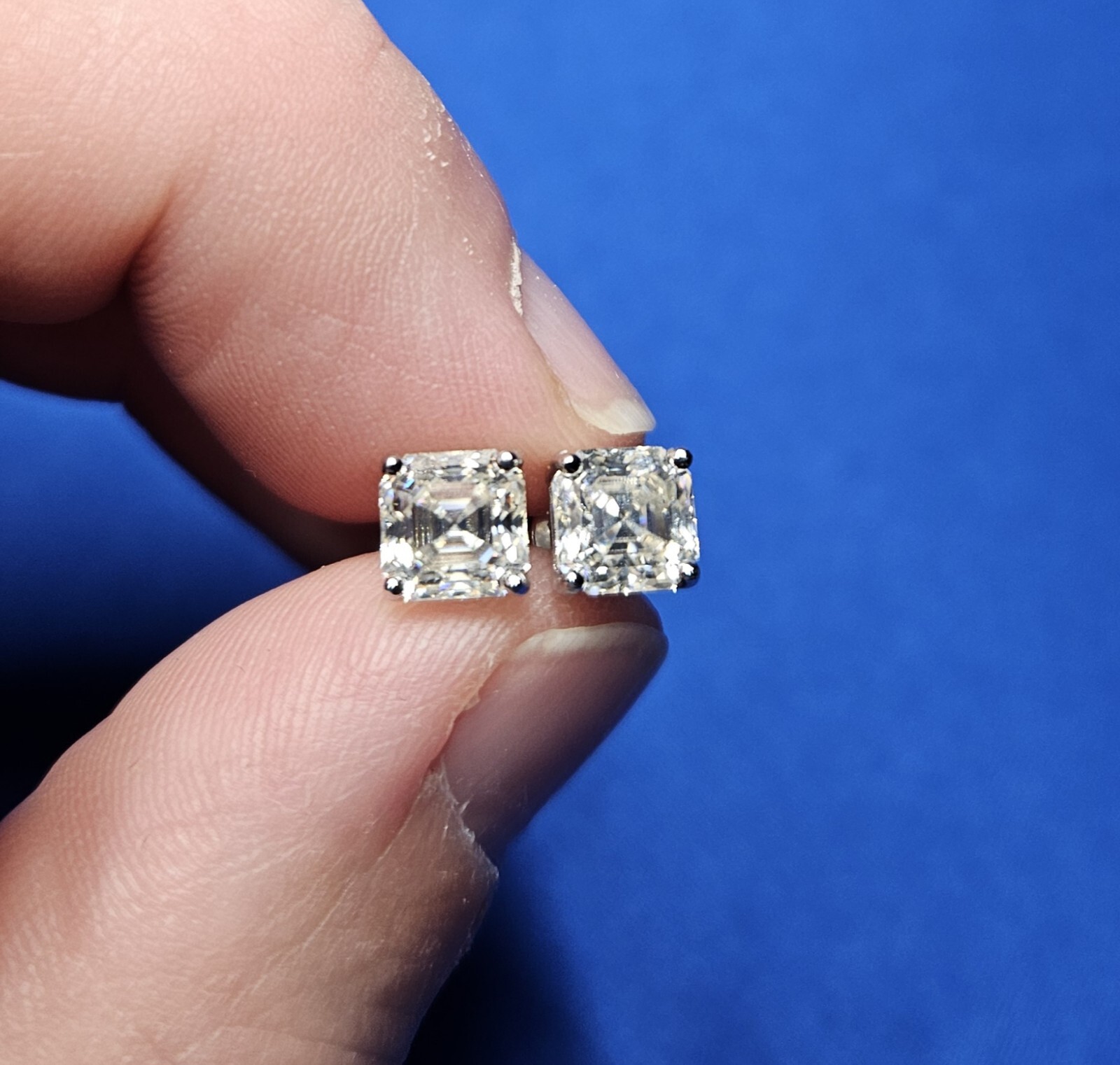Moissanite Stud Earrings Square Asscher Cut 925 Sterling Silver 1ct 2ct GRA