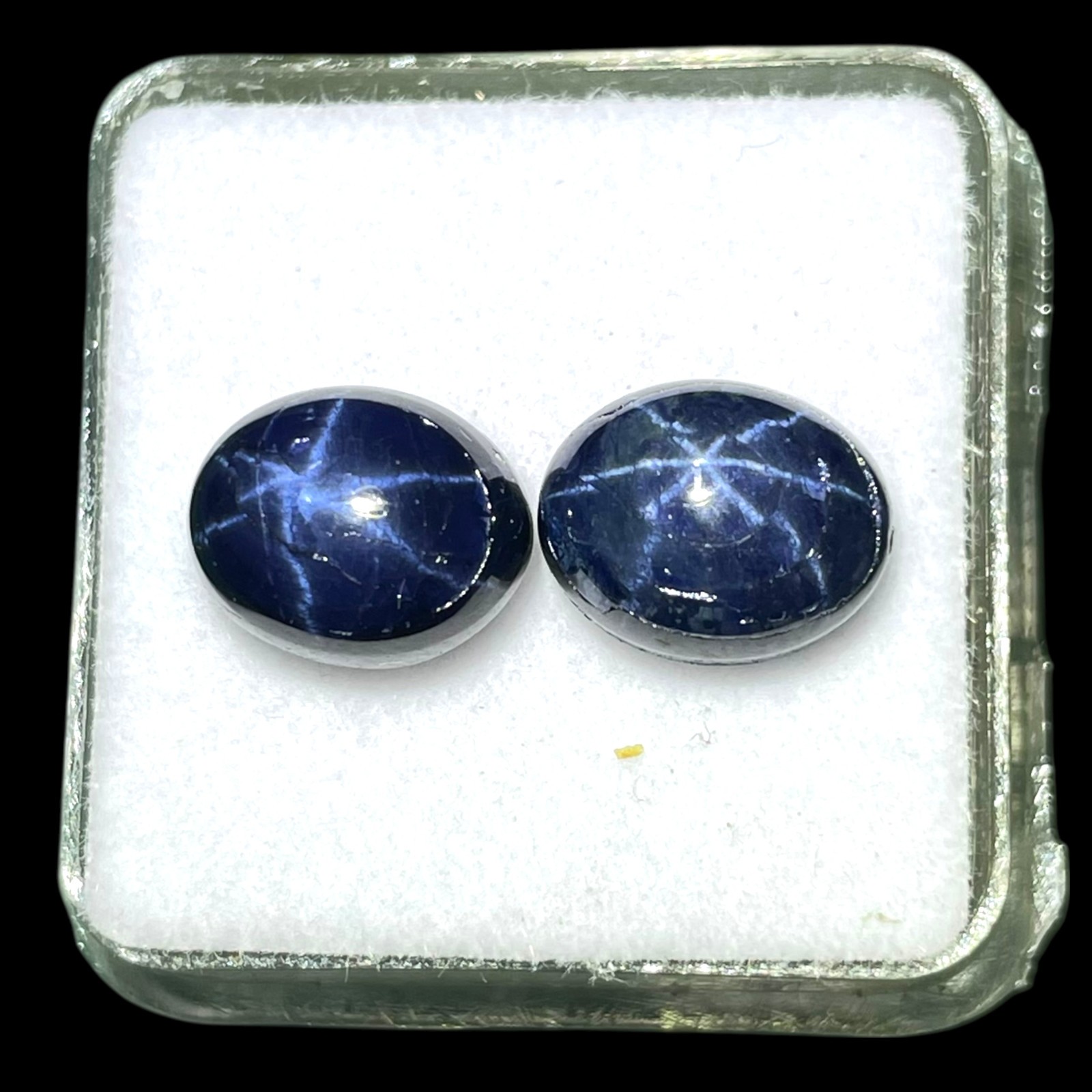 2 Pcs Natural Star Blue Sapphire 10x8mm Oval Loose Cabochon Gemstones Lot
