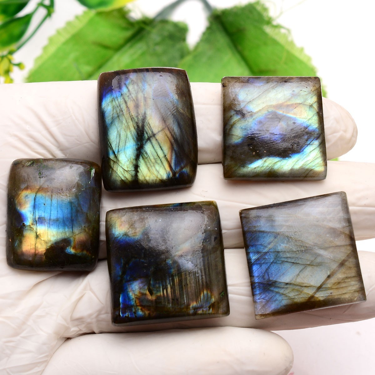 Frozen Lightning~5 Pcs Natural Labradorite 25mm-29mm Cabochon Huge Gemstones Lot