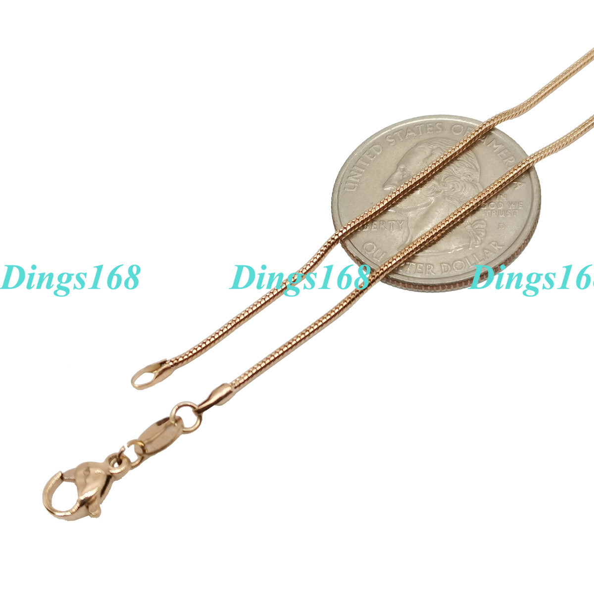 Solid 18K Rose Gold Filled Tarnish-Free 1.2mm Thin 16″ Snake Chain Necklace A126