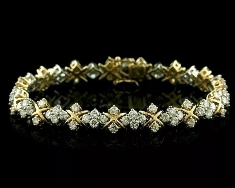 4Ct Round Cut Lab Created Diamond Women’s Tennis Bracelet 14K Yellow Gold Plated