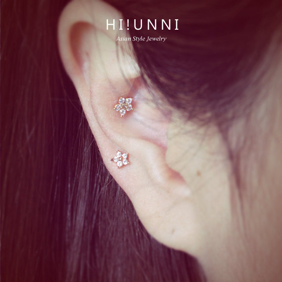 16g flower cartilage earring, helix conch tragus earrings, labret (optional),1pc