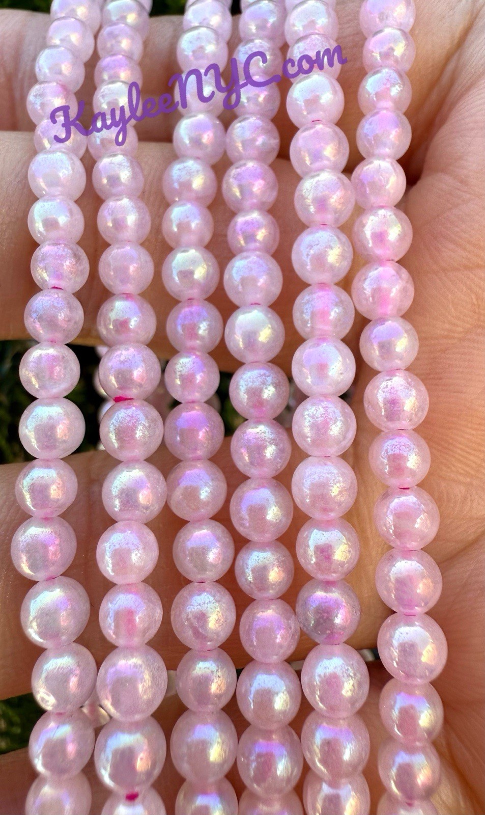 Wholesale 6 Pcs Angel Aura Rose Quartz 4mm 7.5” Crystal Stretch Bracelet