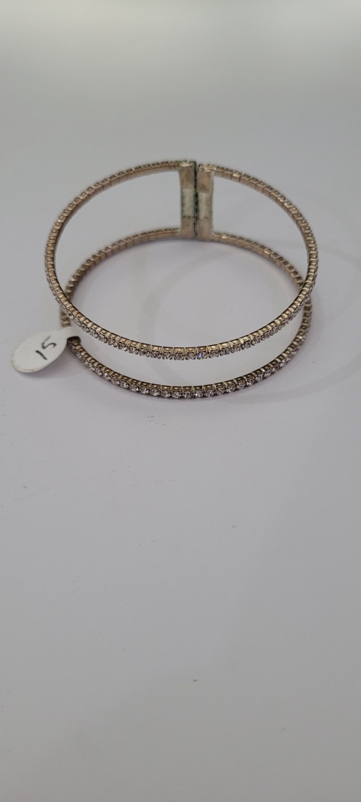 Two Rhinestone Line Memory Wire Bracelet Bangle