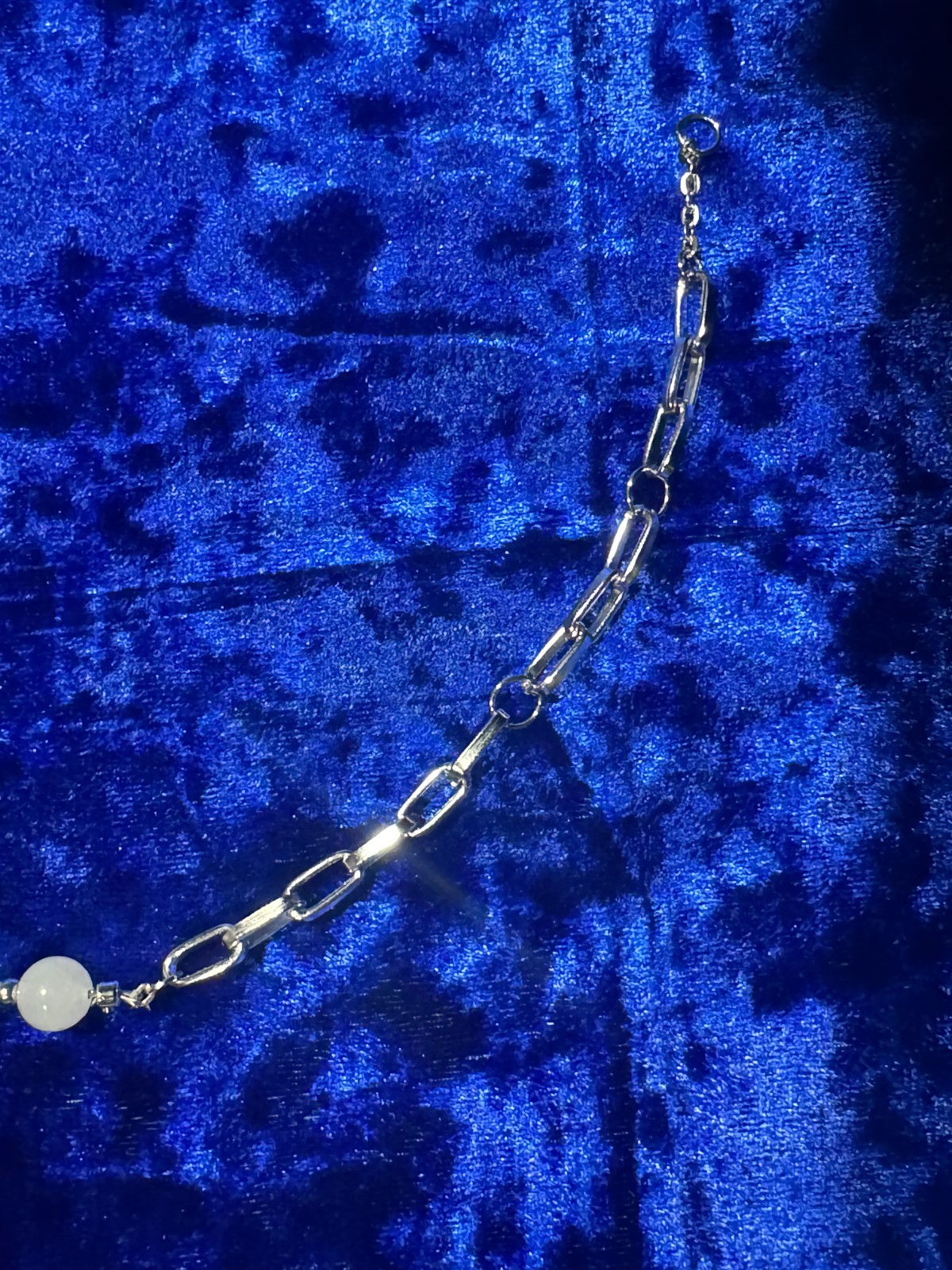 White Jade Beaded Tennis Necklace Chain 8Mm & 6 Mm 20″ + 4″ Natural Gemstone