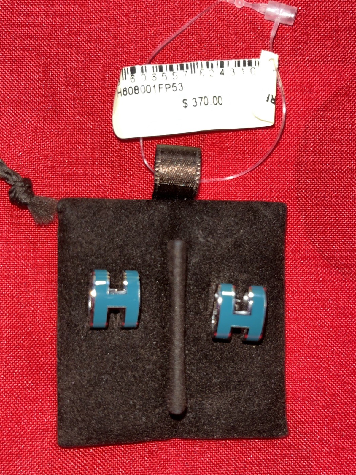 Hermes Mini Pop H Earrings Missing Back Green Plated Gold