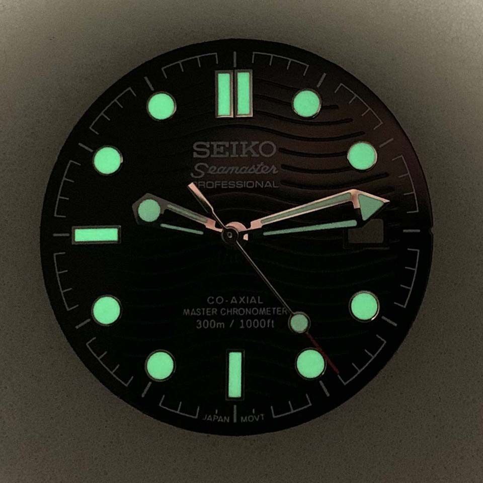 31.8mm Black Watch Dial+Hands Green Luminous for NH35 NH36 Movement Watch Parts