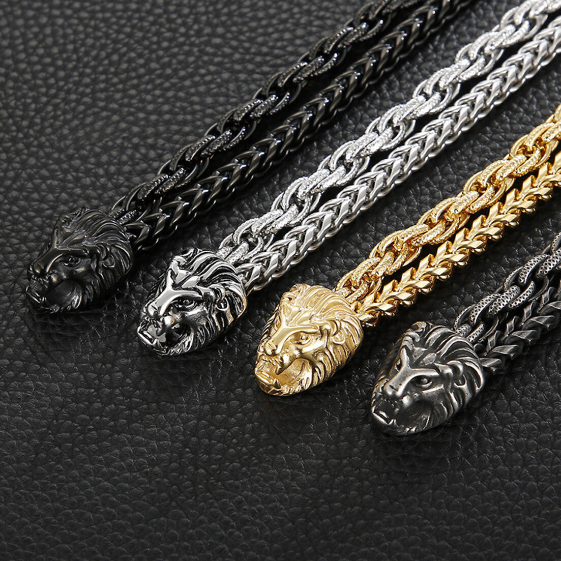 Mens Heavy Stainless Steel Lion Head Franco Link Curb Chain Bracelet 8.86″ 14mm