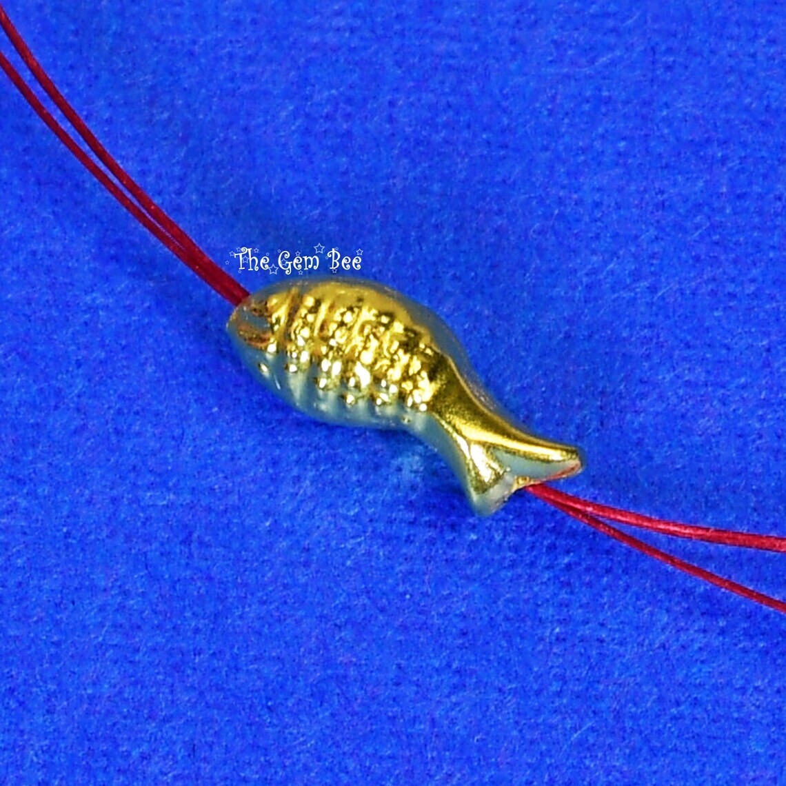 3.2x8mm 18k Yellow Gold Fancy Petite Koi Fish Design Spacer Finding Bead QTY: 1
