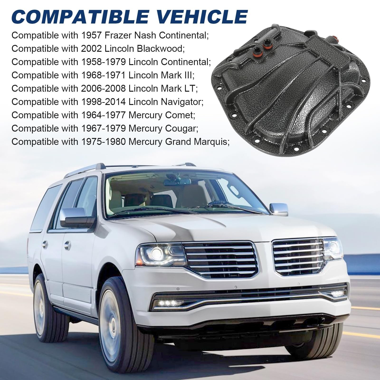 9.75 Differential Cover Compatible with Ford Lincoln Rear Diff Cover & Hardwa…
