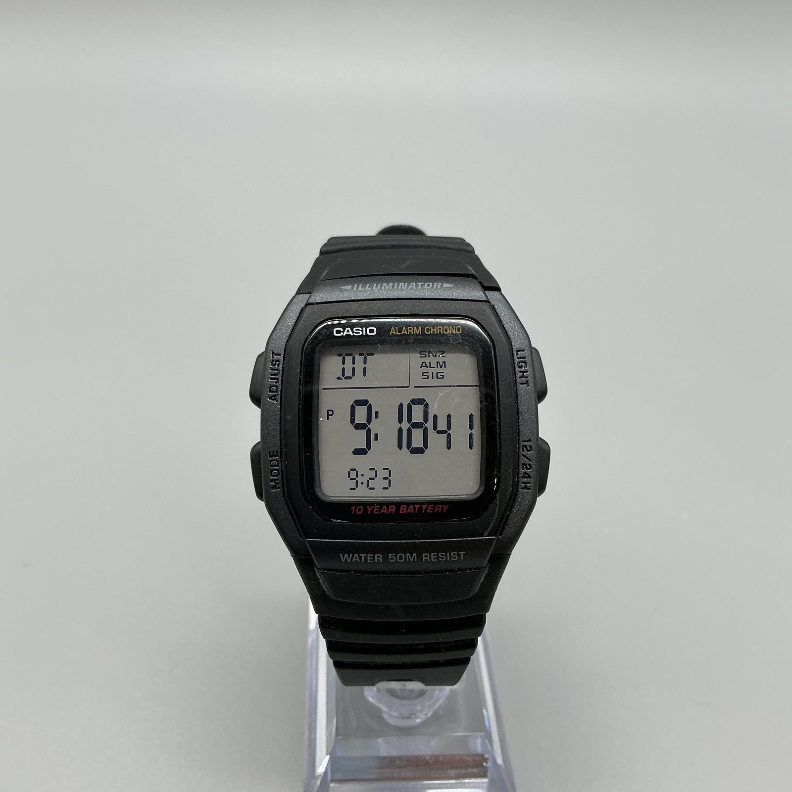 Casio W-96H Illuminator Mens Watch 36mm Digital Black Resin Alarm Day Date