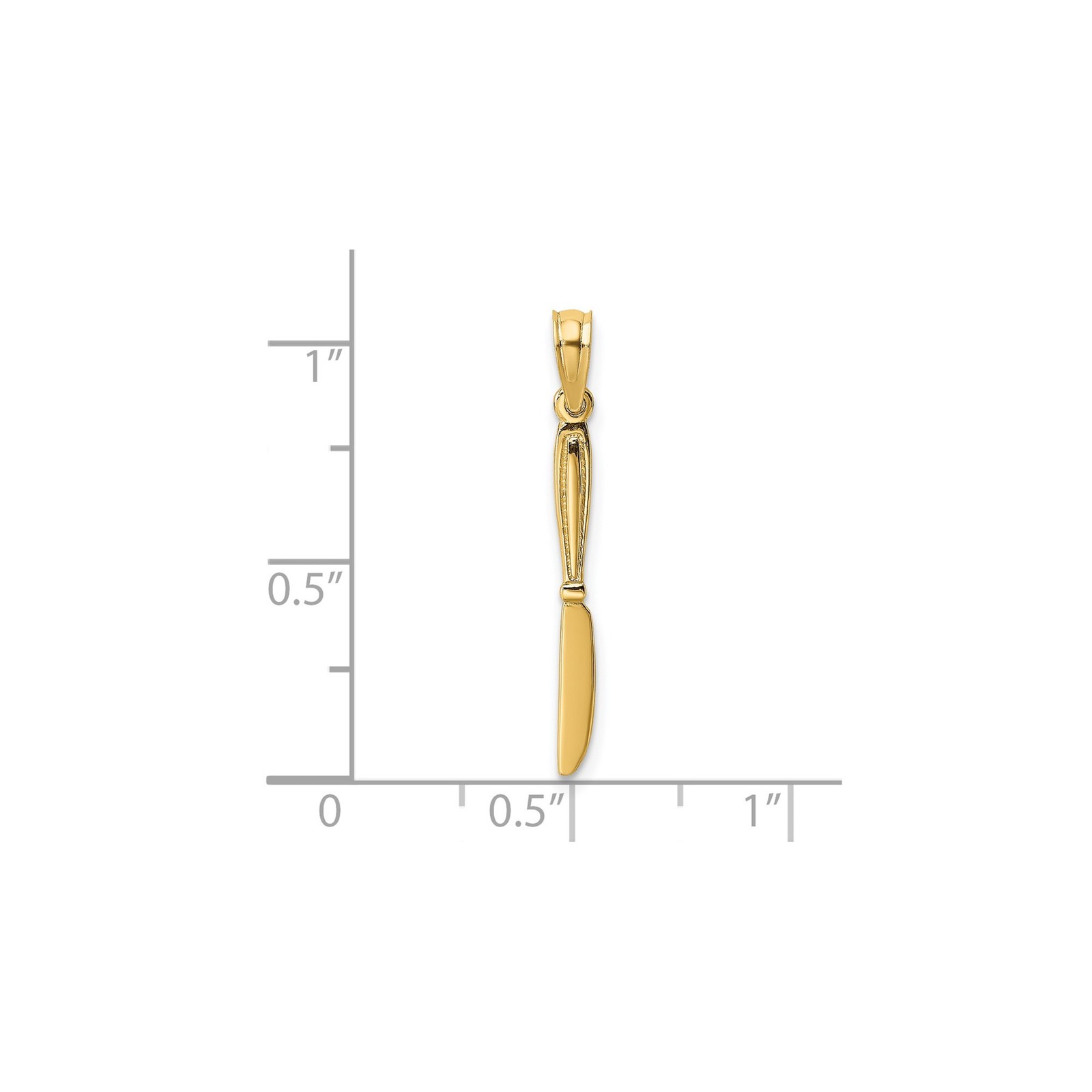 14k Yellow Gold Mini Knife Utensil Charm Pendant Chef Jewelry 20.6 mm
