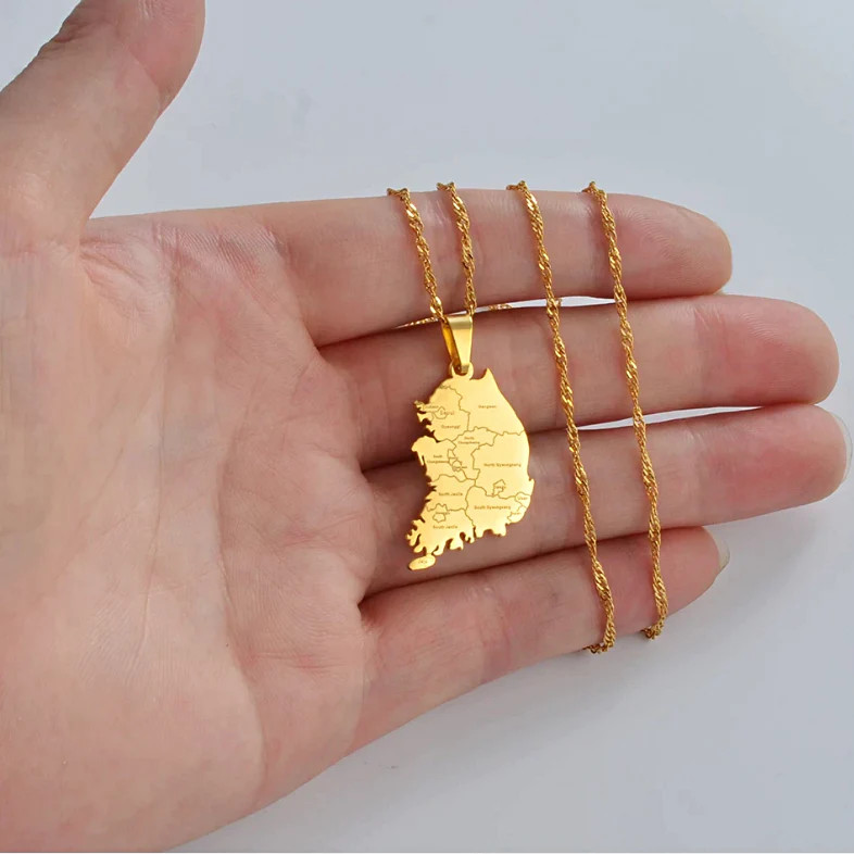 South Korea Map Pendant Necklace