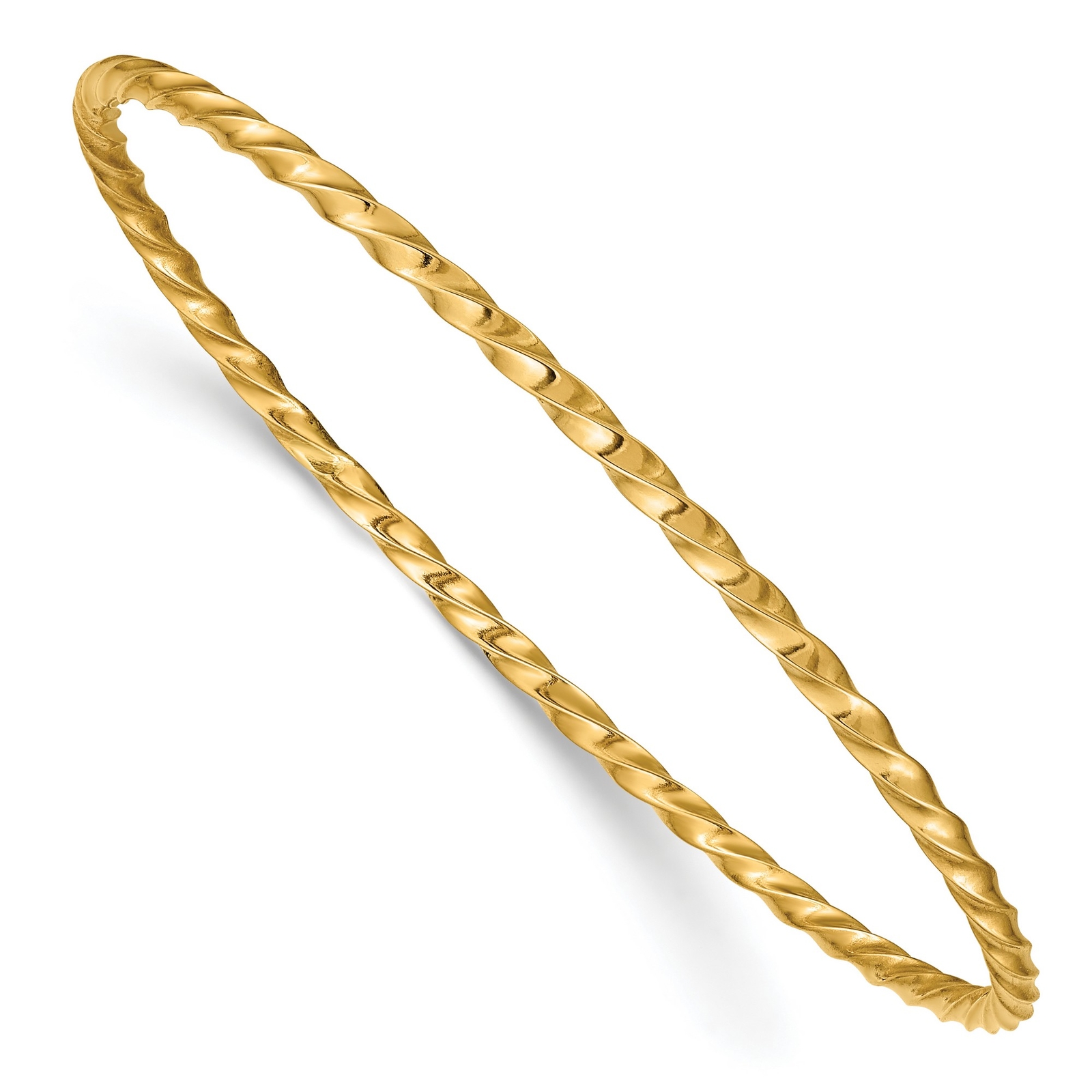 10k Yellow Gold 2.50mm Twisted Slip-on Bangle Bracelet