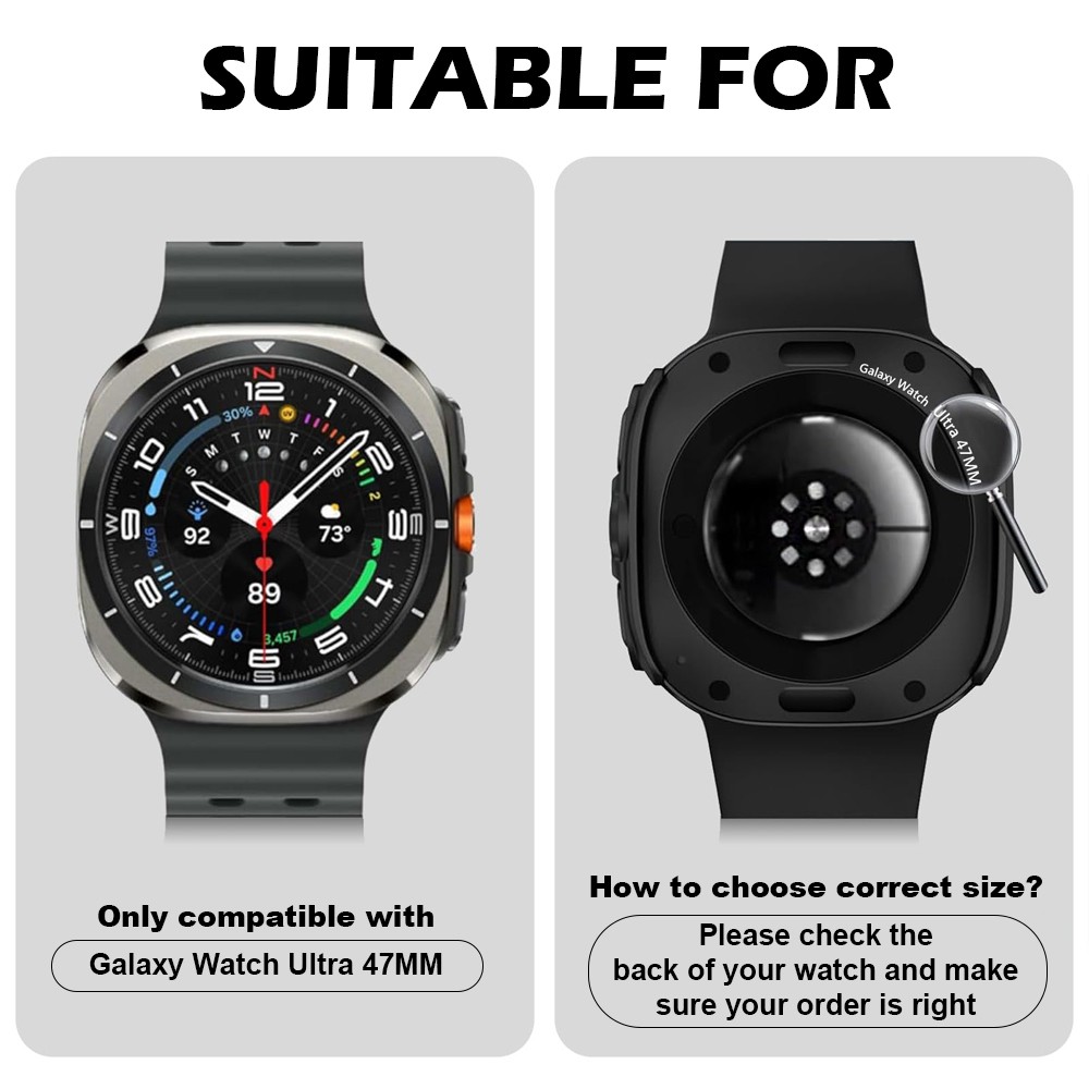 For Samsung Galaxy Watch 7 Ultra 47mm Hard Cover Case + Steel Metal Band Strap