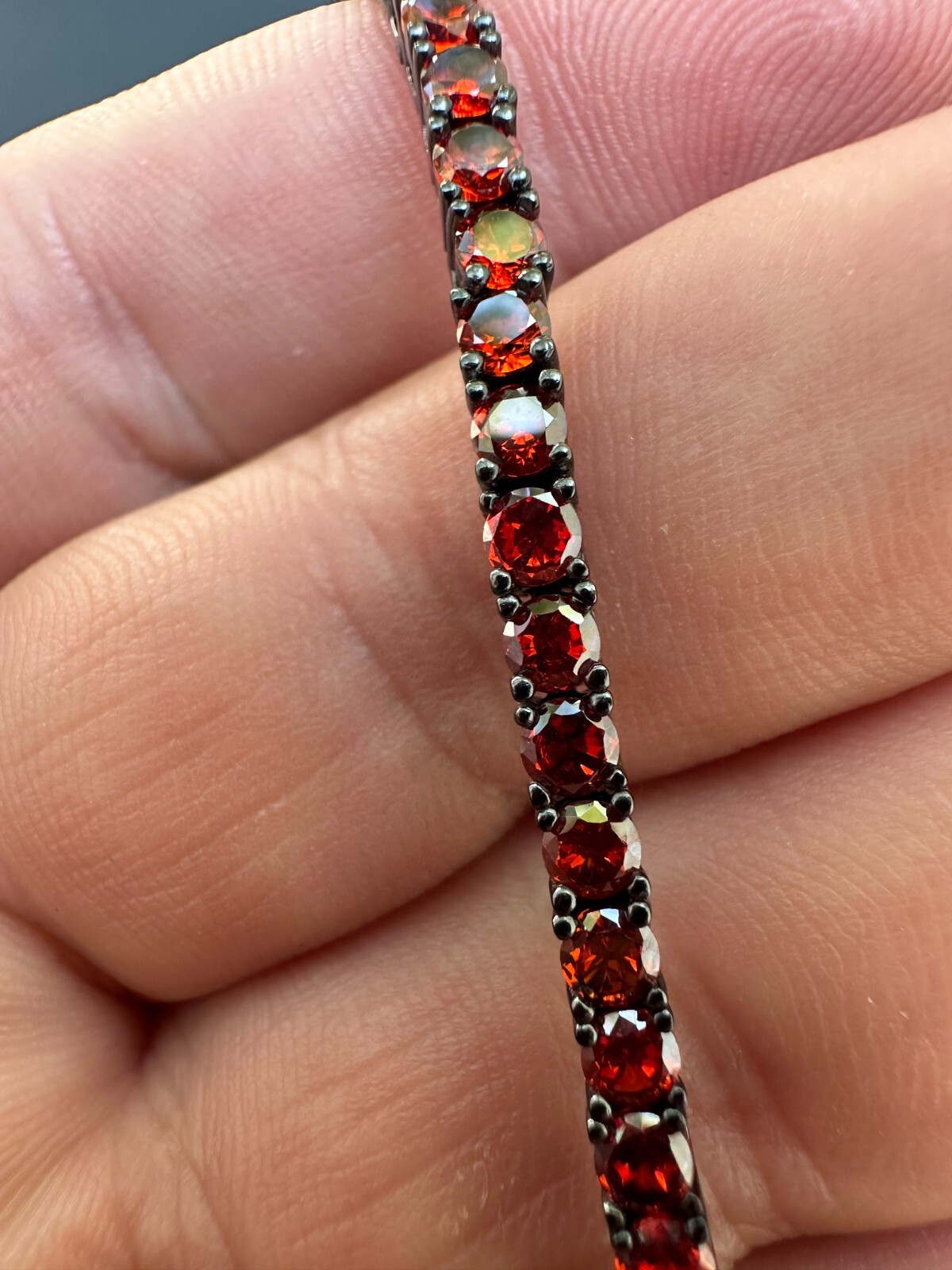 3mm Deep Red CZ Tennis Bracelet Real Iced 925 Sterling Silver Mens Ladies 6-8.5″