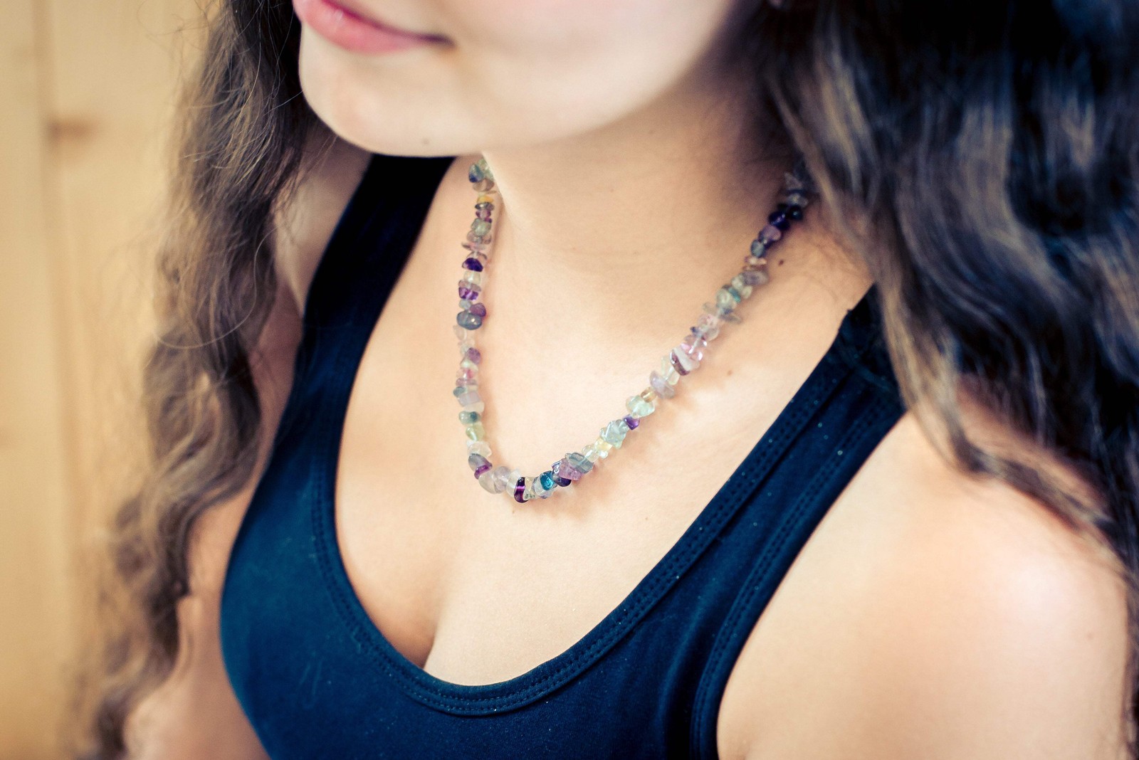 Fluorite Multicoloured Sliver Chain | 45+5cm Extender Chain | 925 Silver