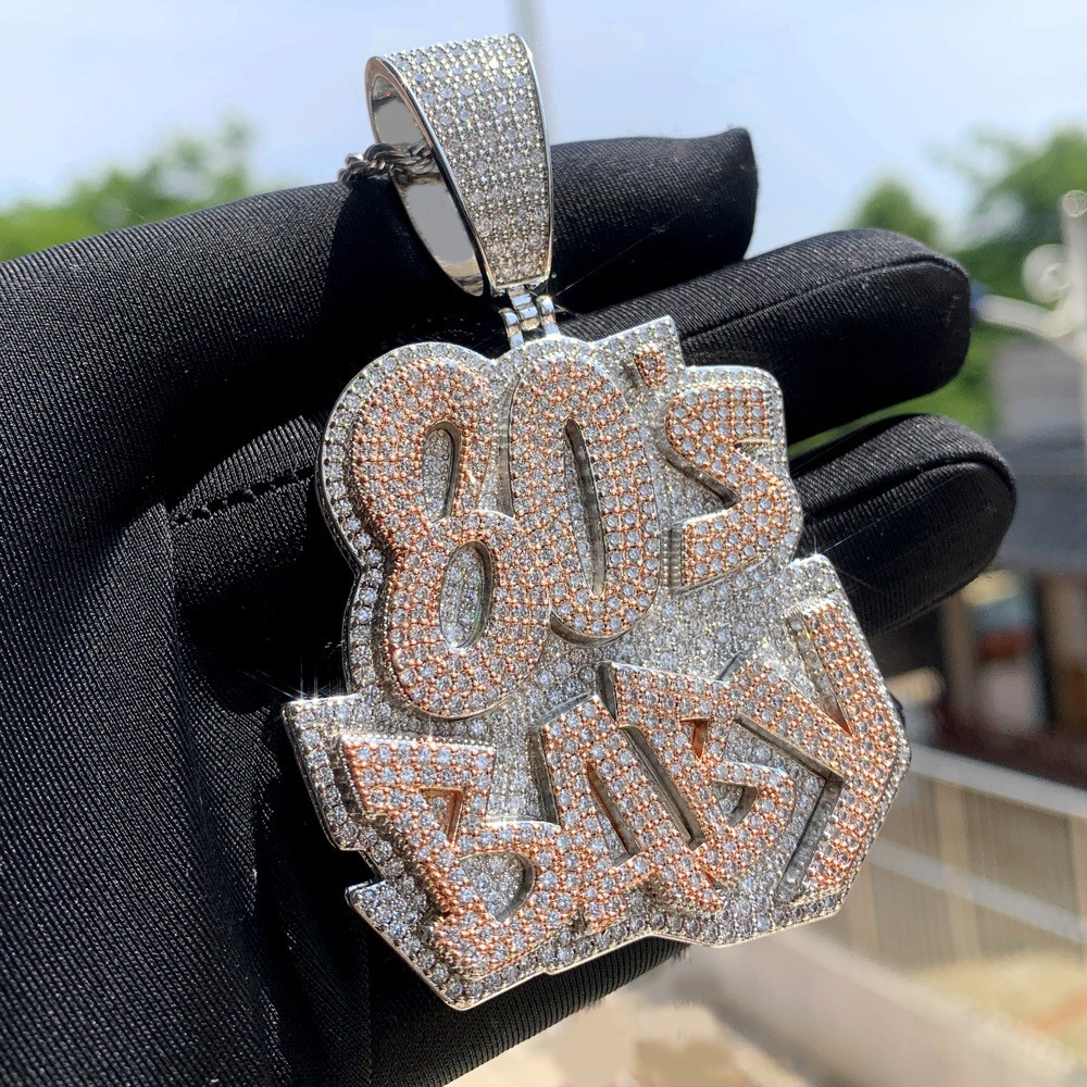 Hip Hop Letter Pendant Necklace Gold Filled Zircon Lucky Rapper Accessories Gift