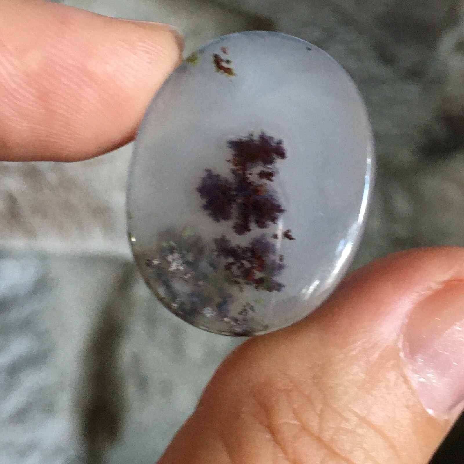 28×22.5×5.4mm Very Fune Dendrite Agate Oval Cabochon Loose Picture Stone