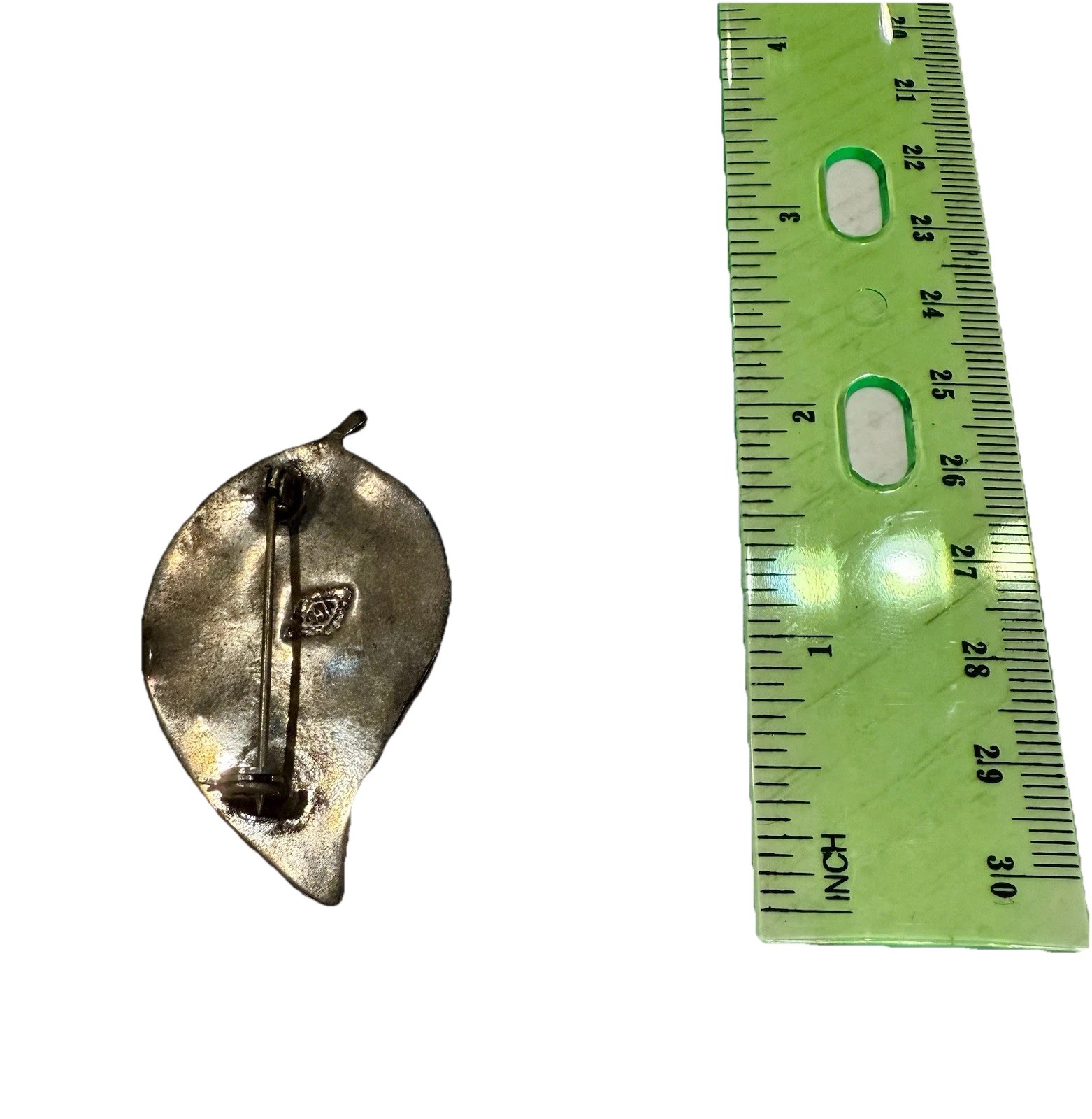 Taxco Mexico 925 Sterling Silver Abalone Leaf Brooch Pin & Clip-On Earrings Set