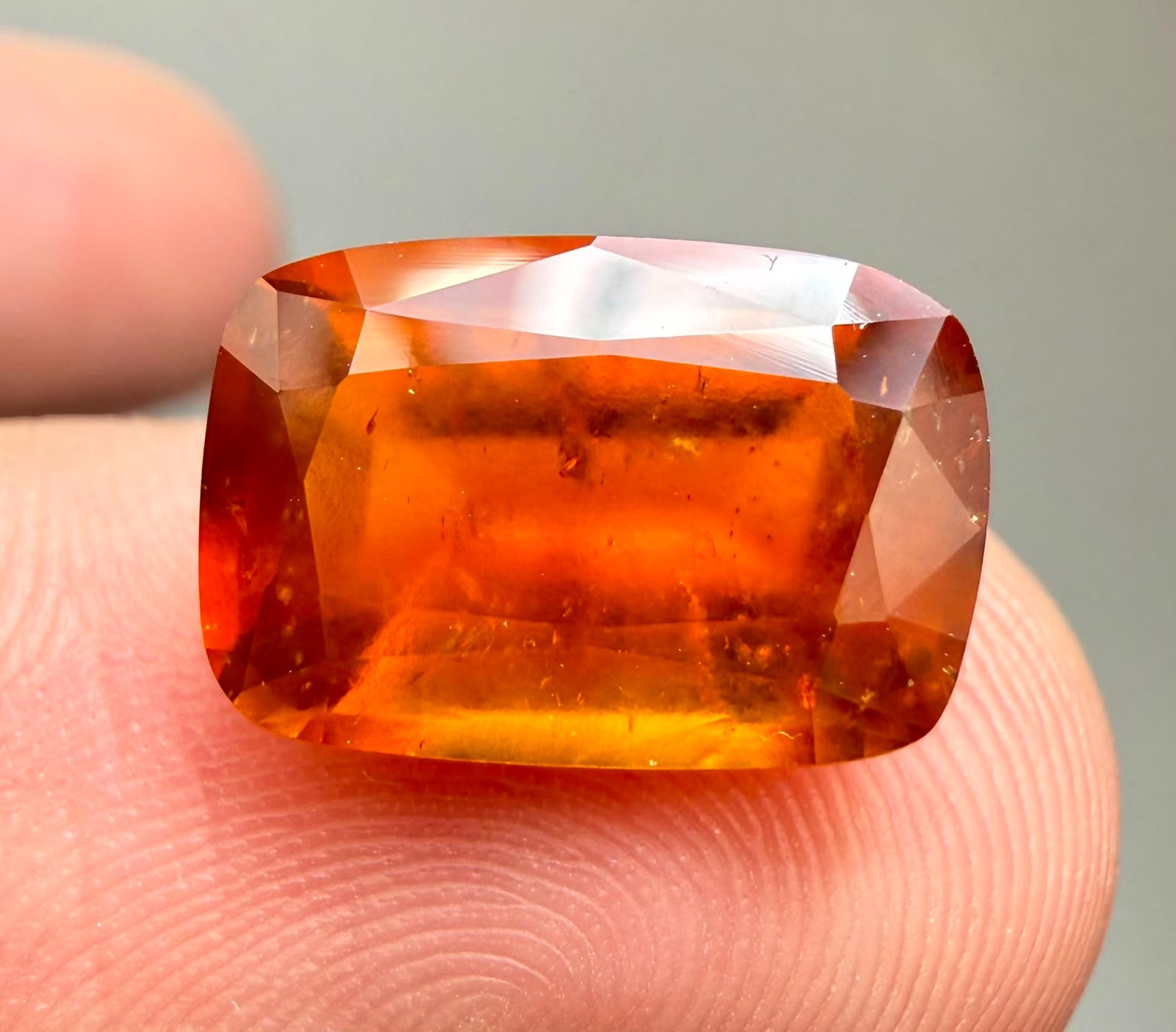 12.45 ct top quality natural orange color hessonite garnet loose gemstone