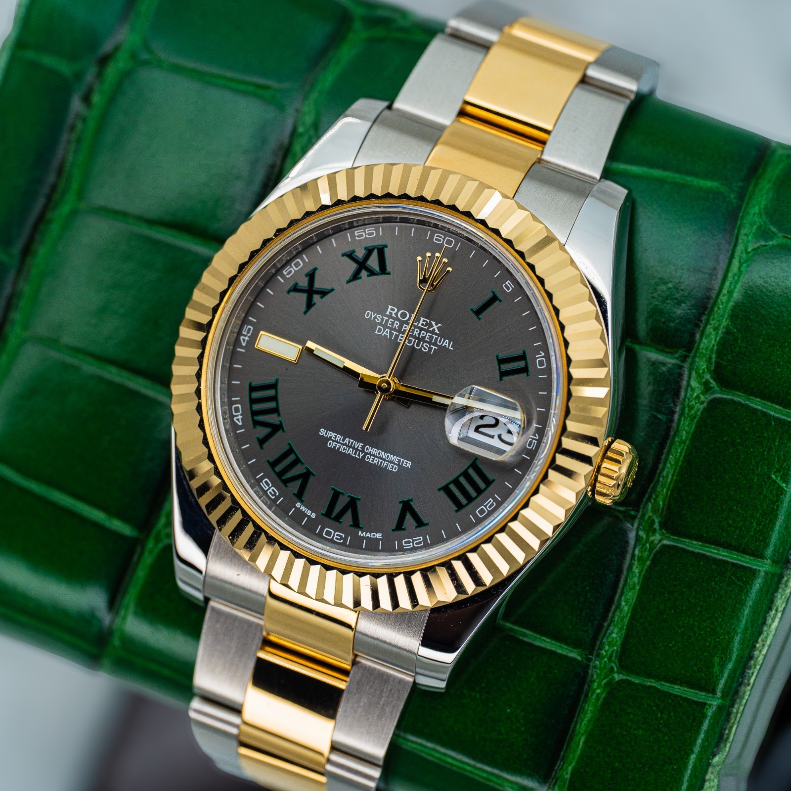2014 Rolex Datejust 116333 41mm Wimbledon Dial Two Tone Yellow Gold/Steel B+P