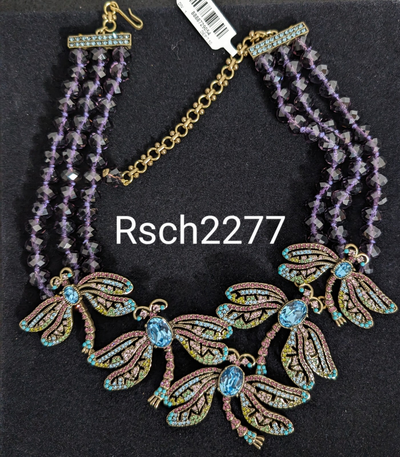Heidi Daus “Dragonfly Artistry” Swarovski Crystal Necklace-Amethyst-AUTHENTIC