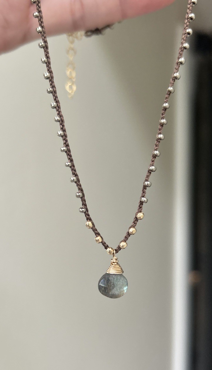 Pyrite Seed Bead Labradorite 14k Gold Filled Necklace Sundance Catalog $148