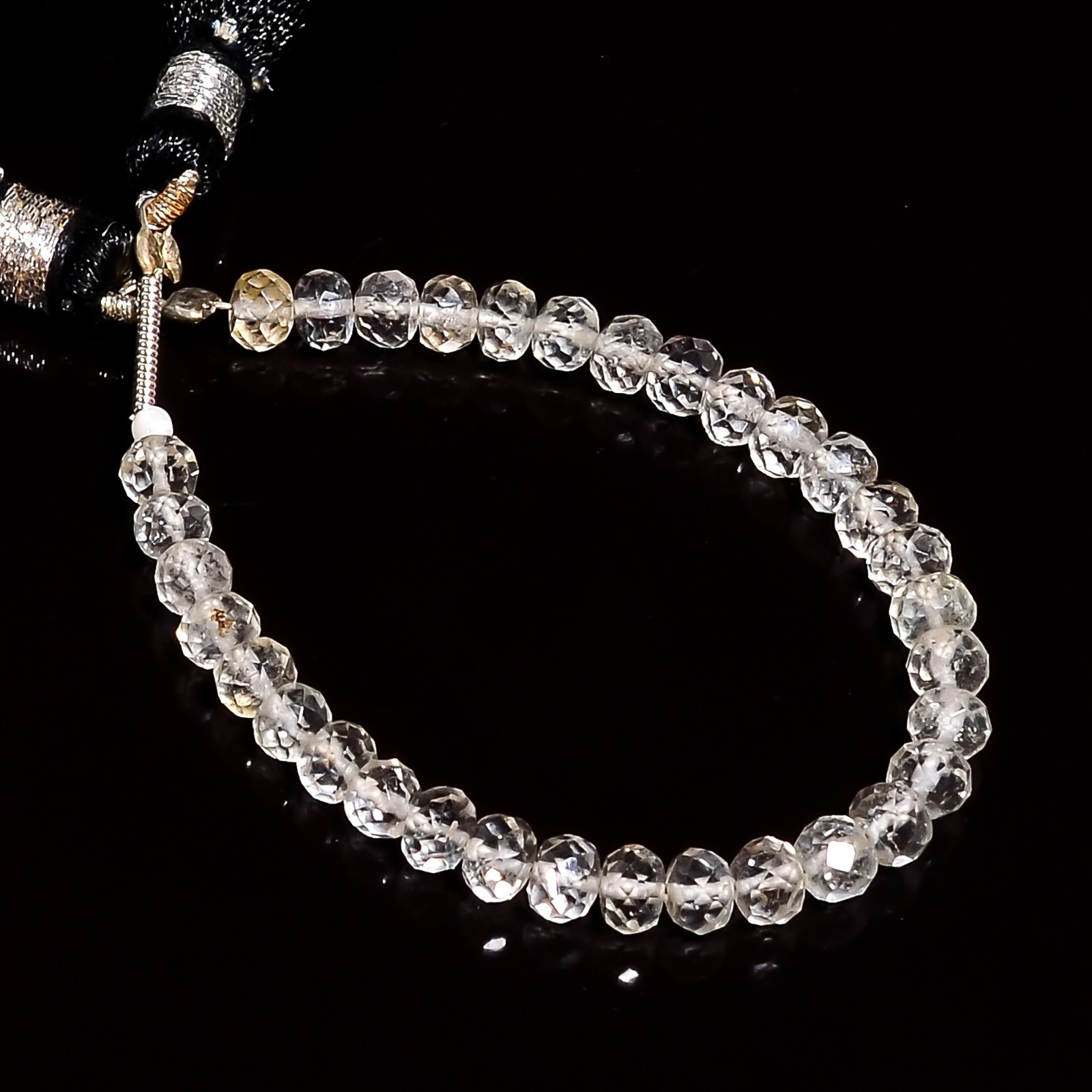 Natural White Topaz Gemstone Rondelle Shape Faceted Beads 4X4X3mm Strand 4″ E564