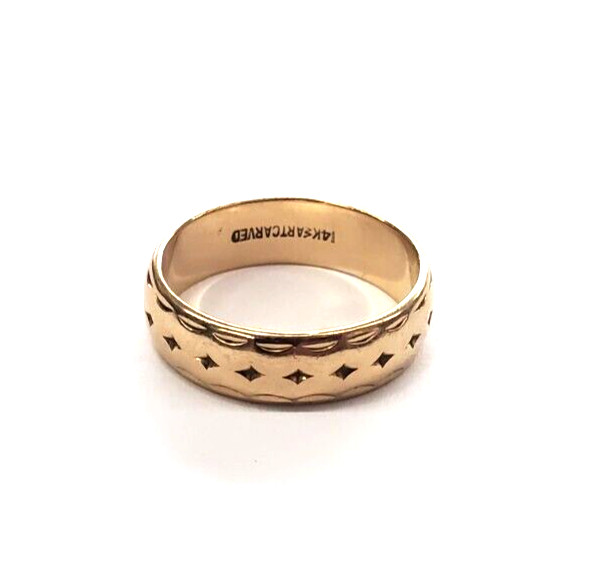 Vintage ARTCARVED 14K Solid Yellow Gold Wedding Band Ring -size 7 / 5.3 grams