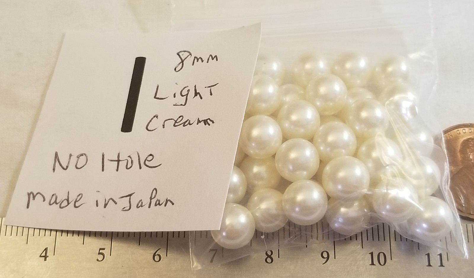 Vtg 8mm No Hole Pearl Bead ball Mix Cream White Color Jewelry Craft repair Lot