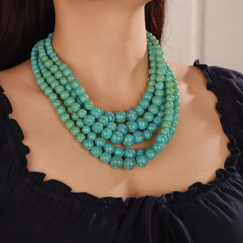 Bohemian Statement 5 Layer Green Pearl Necklace 1920s Pearl Earrings Vintage …