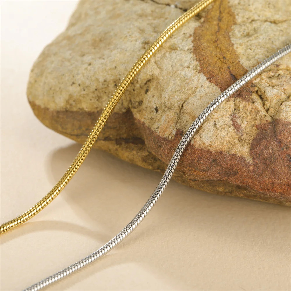 Snake Chain Necklace Stainless Steel 0.9mm 1.2mm 2mm 40-60cm Women Jewelry