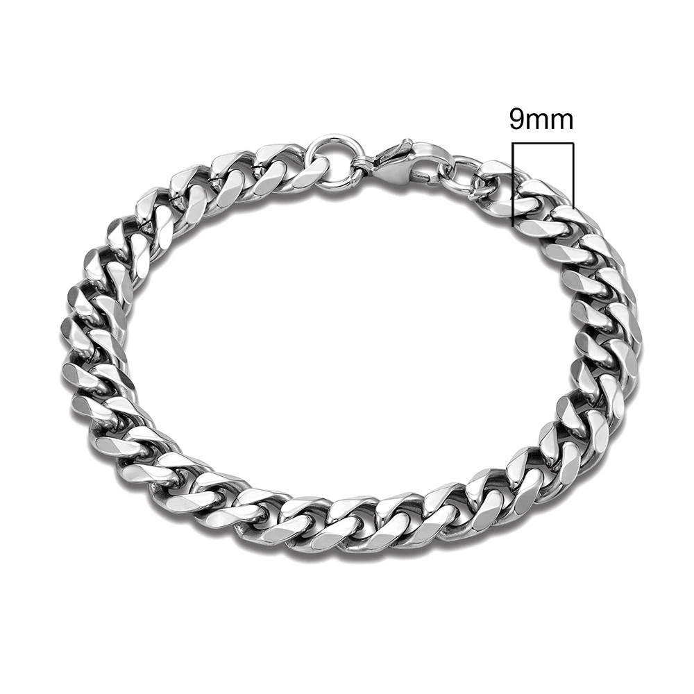 3-11 mm Punk Rock Stainless Steel Curb Cuban Link Chain Men Bracelet men Women