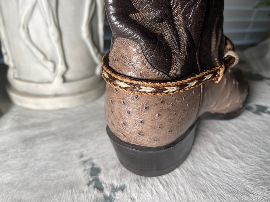 Western Boot Jewelry 15.5 x 3/8 in Horsehair Cowboy Adjustable Black Brown Cream